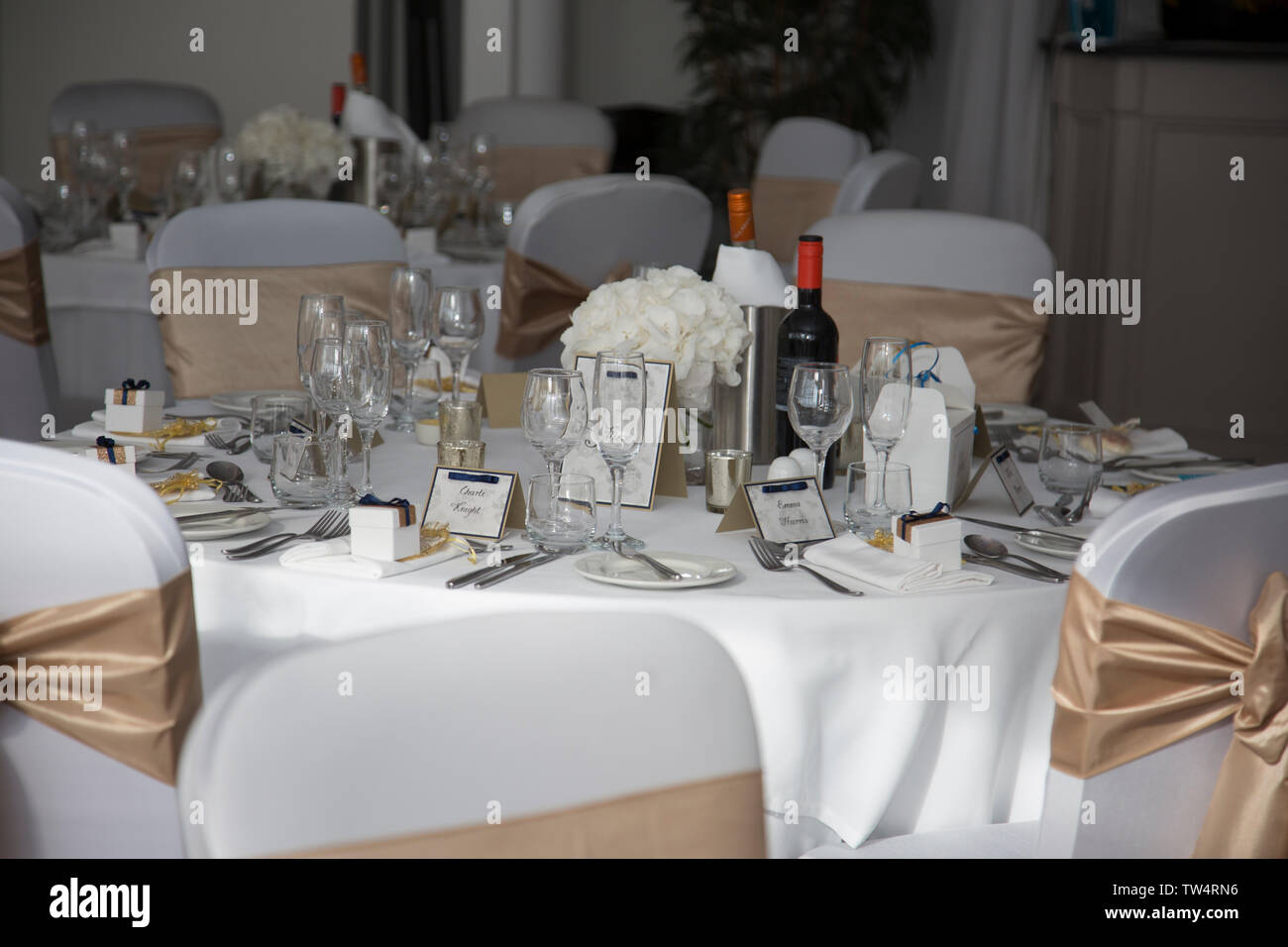 Wedding Reception Room No People Wedding Cake Decorated Tables