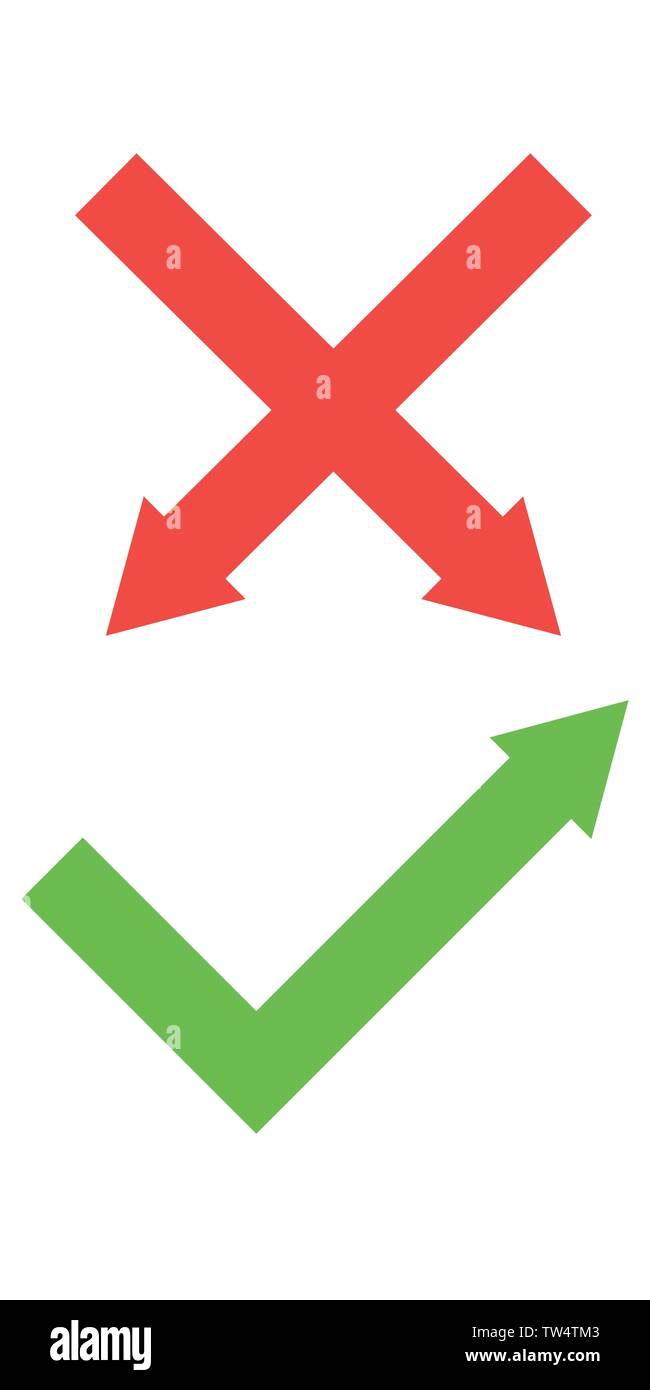 Vector flat check mark icons for web and mobile apps. Red and green ...