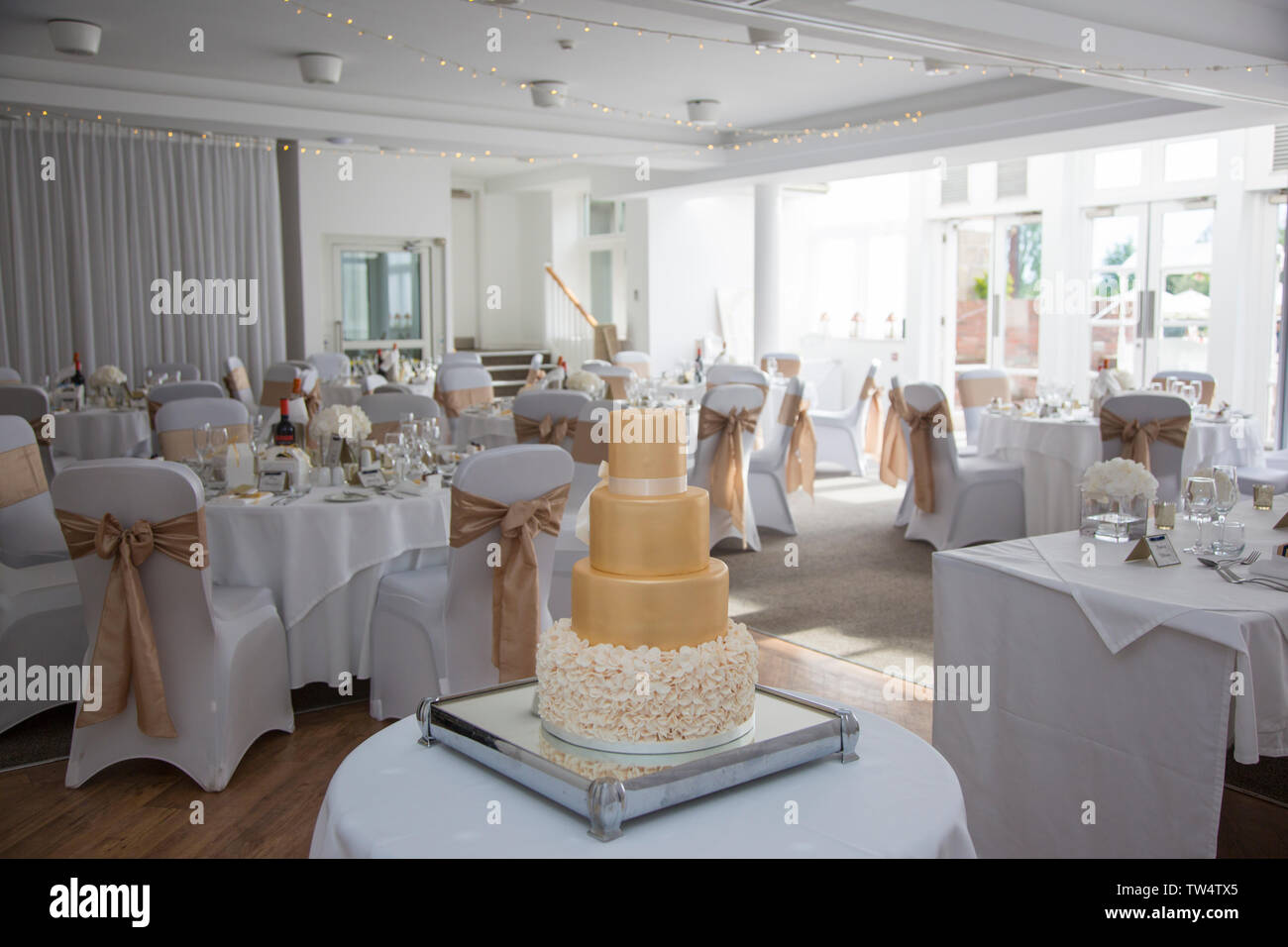 Wedding Reception Room No People Wedding Cake Decorated Tables