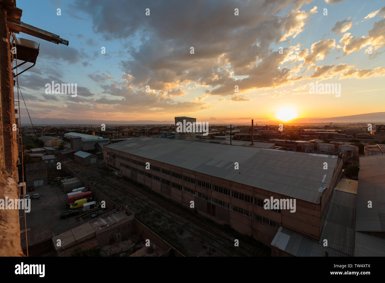 multi storey houses against the blue sky and white clouds view from ...