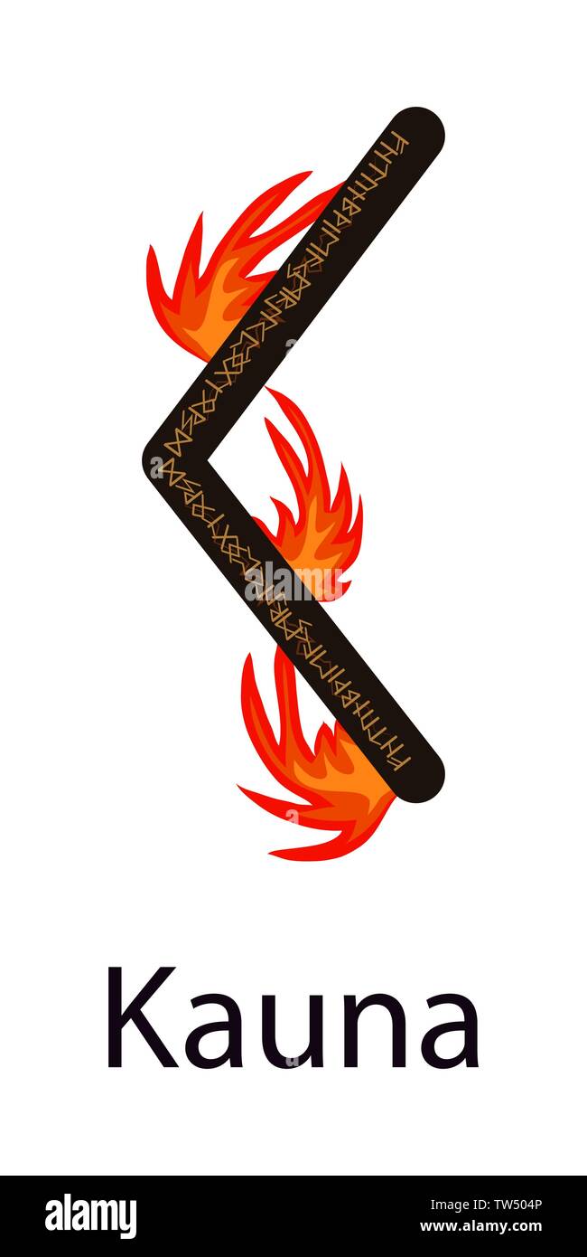 Rune Kano. Vertical projection. Scandinavian. Runes Element of Fire ...