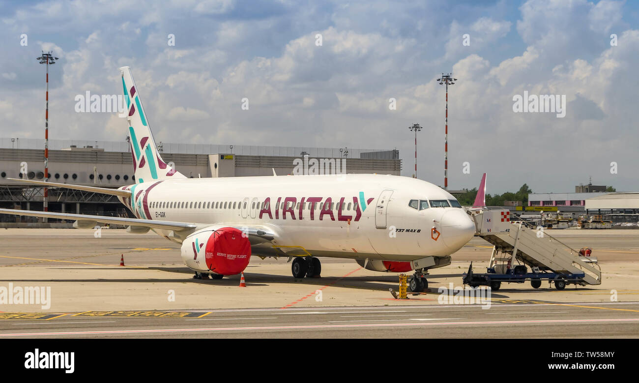 MILAN, ITALY - JUNE 2019: Air Italy Boeing 737 Max 8 parked at Milan  Malepensa airport. Operations using this aircraft type were suspended as a  result Stock Photo - Alamy