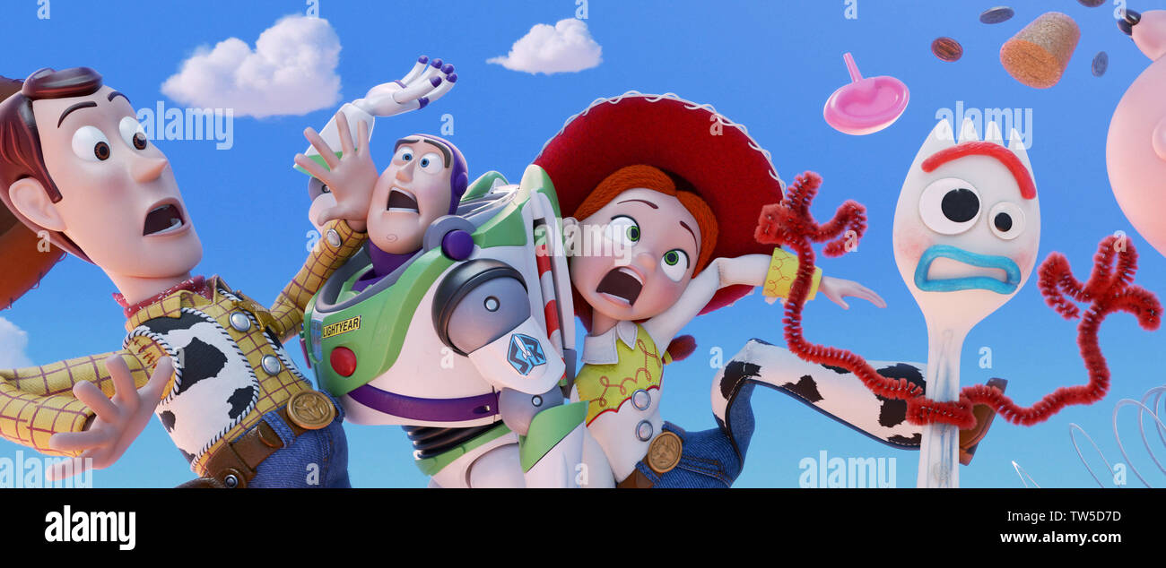 Tom Hanks, Joan Cusack, Tim Allen, and Tony Hale in Toy Story 4 (2019) Photo Credit: Disney-Pixar/ The Hollywood Archive Stock Photo