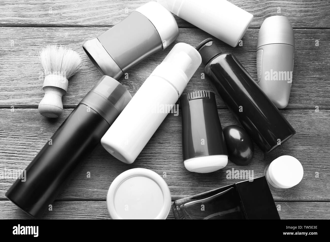 Toiletry items Black and White Stock Photos & Images - Alamy