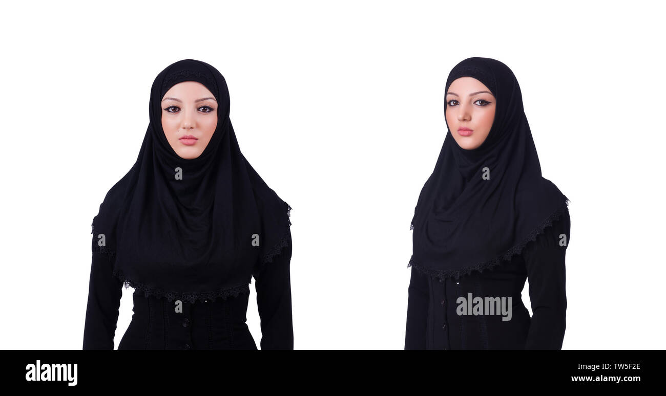 Muslim young woman wearing hijab on white Stock Photo - Alamy
