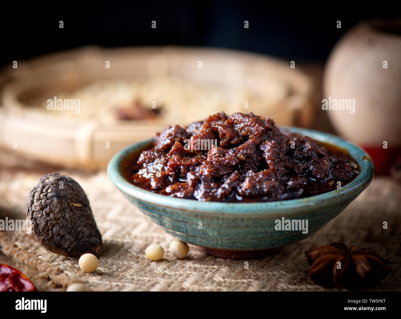 Shiitake mushroom sauce, chili sauce Stock Photo Alamy