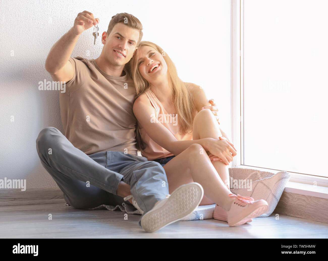 Young couple in their new house Stock Photo