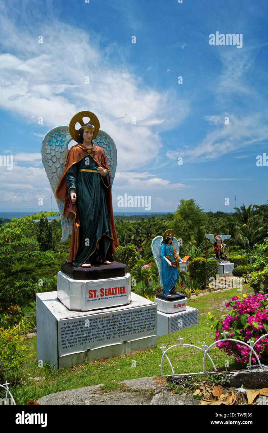 South East Asia,Philippines,Metro Cebu,Carcar City,Theotokos Shrine,Archangel Statues Stock Photo