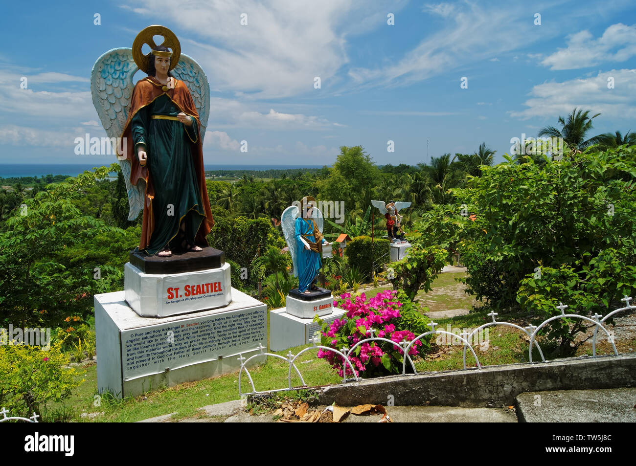 South East Asia,Philippines,Metro Cebu,Carcar City,Theotokos Shrine,Archangel Statues Stock Photo