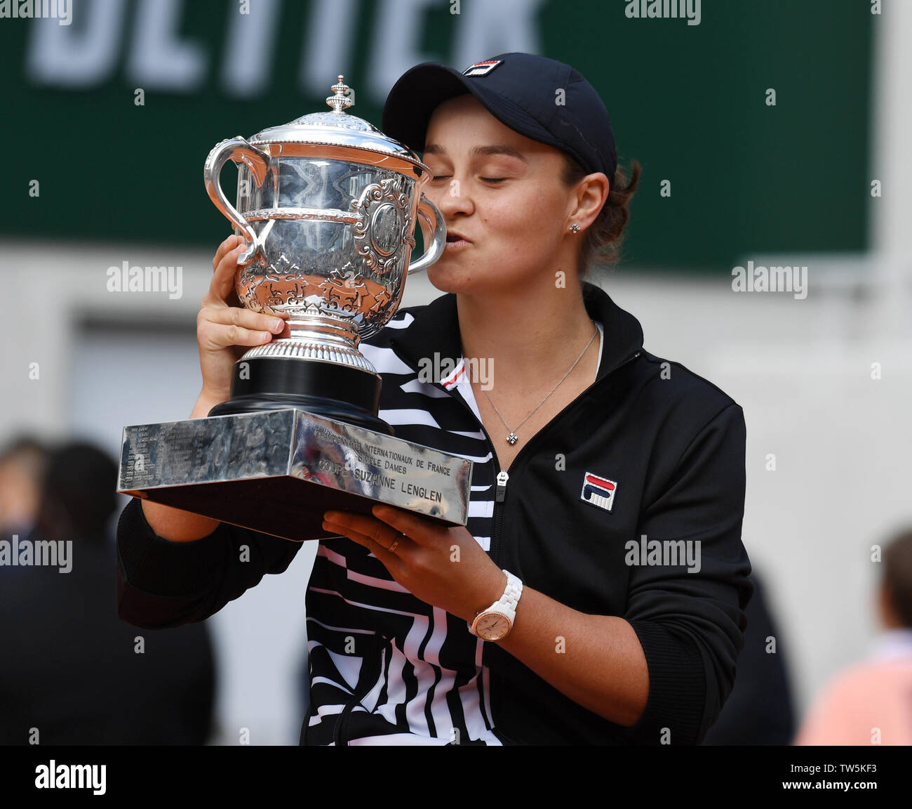 Paris France  French Open Championships Roland Garros Day 14 08/06/2019 Ashleigh Barty (AUS)  with Suzanne Lenglen Trophy after she wins Ladies Single Stock Photo