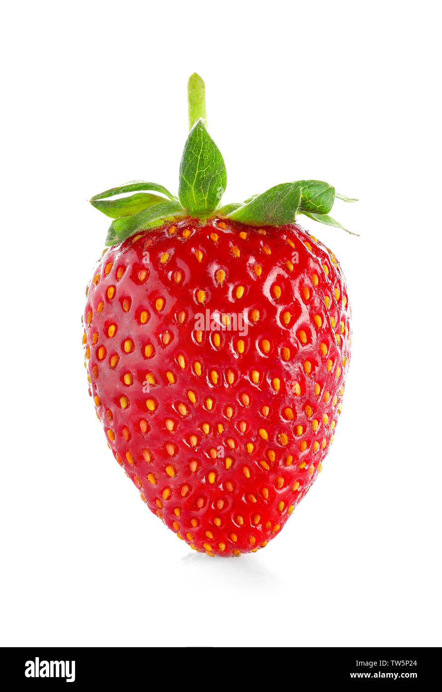 Ripe strawberry on white background Stock Photo - Alamy
