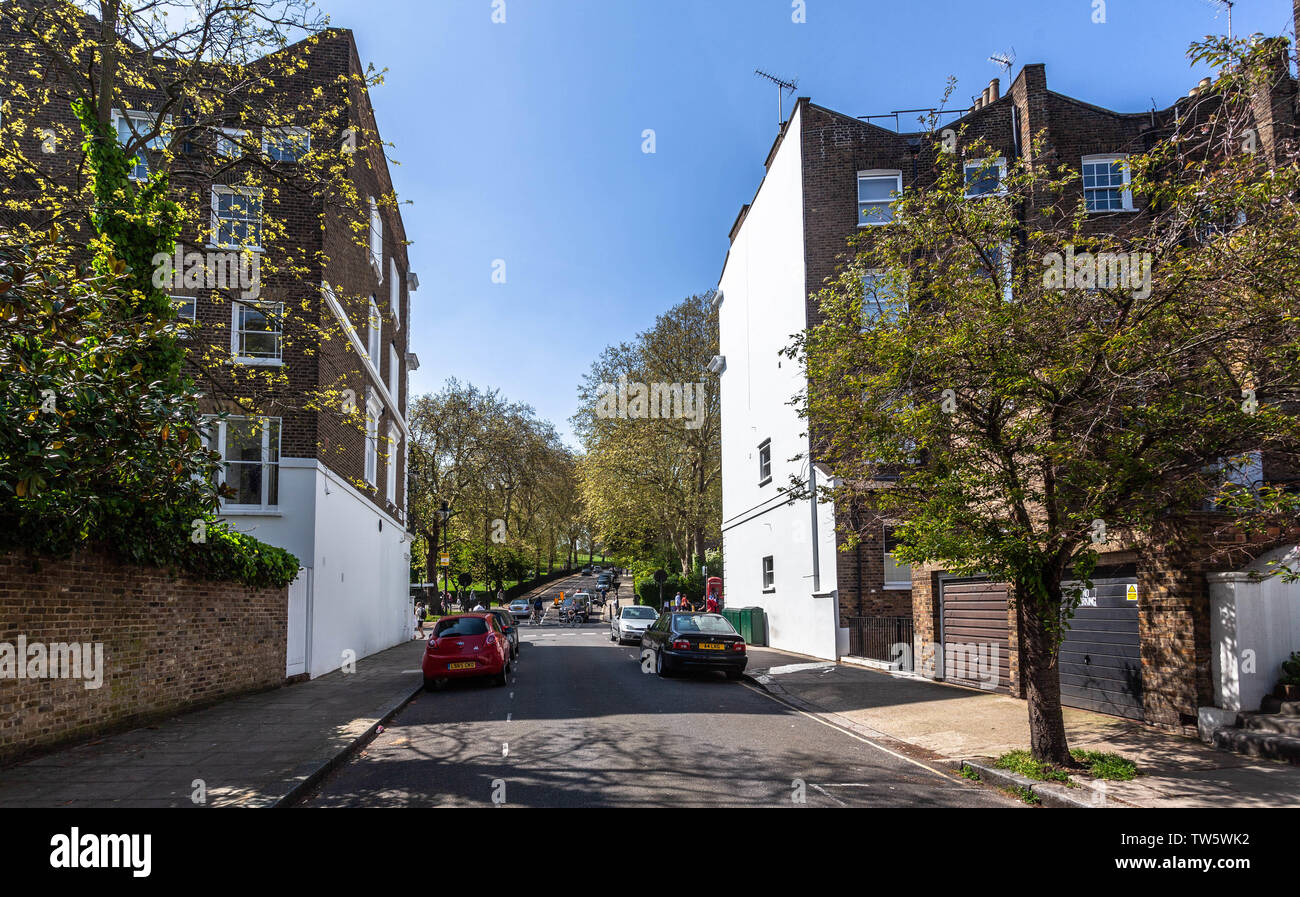 Primrose Hill Road seen in the distance from Rothwell street, London ...