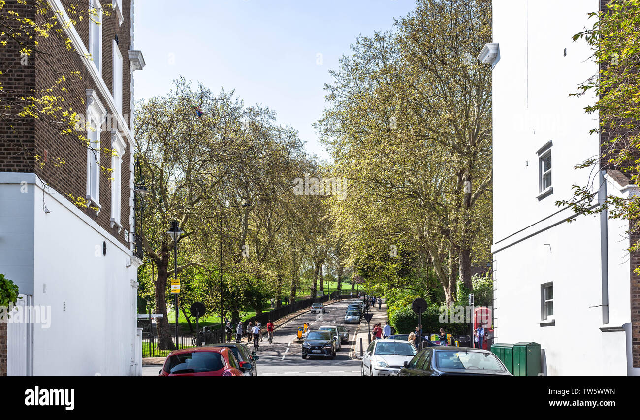 Primrose Hill Road seen from Rothwell street, London NW1, England, UK. Stock Photo