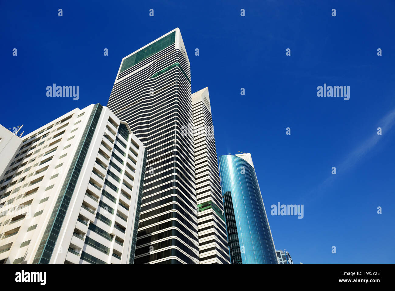 The view on skyscrapers in Dubai city, UAE Stock Photo