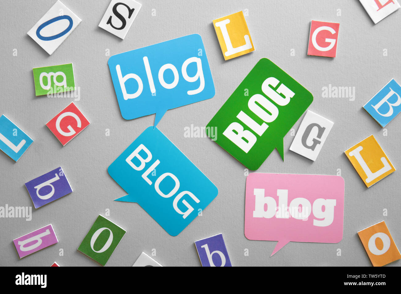 Composition with word BLOG on light background Stock Photo