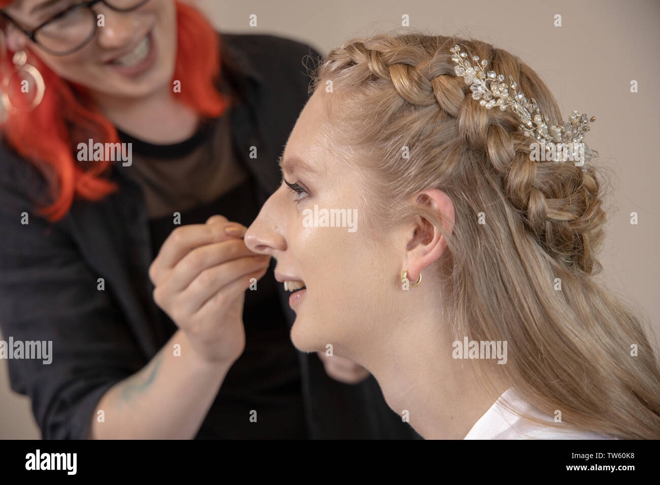 Bride Having Her Makeup Applied For Her Wedding Jennycliff