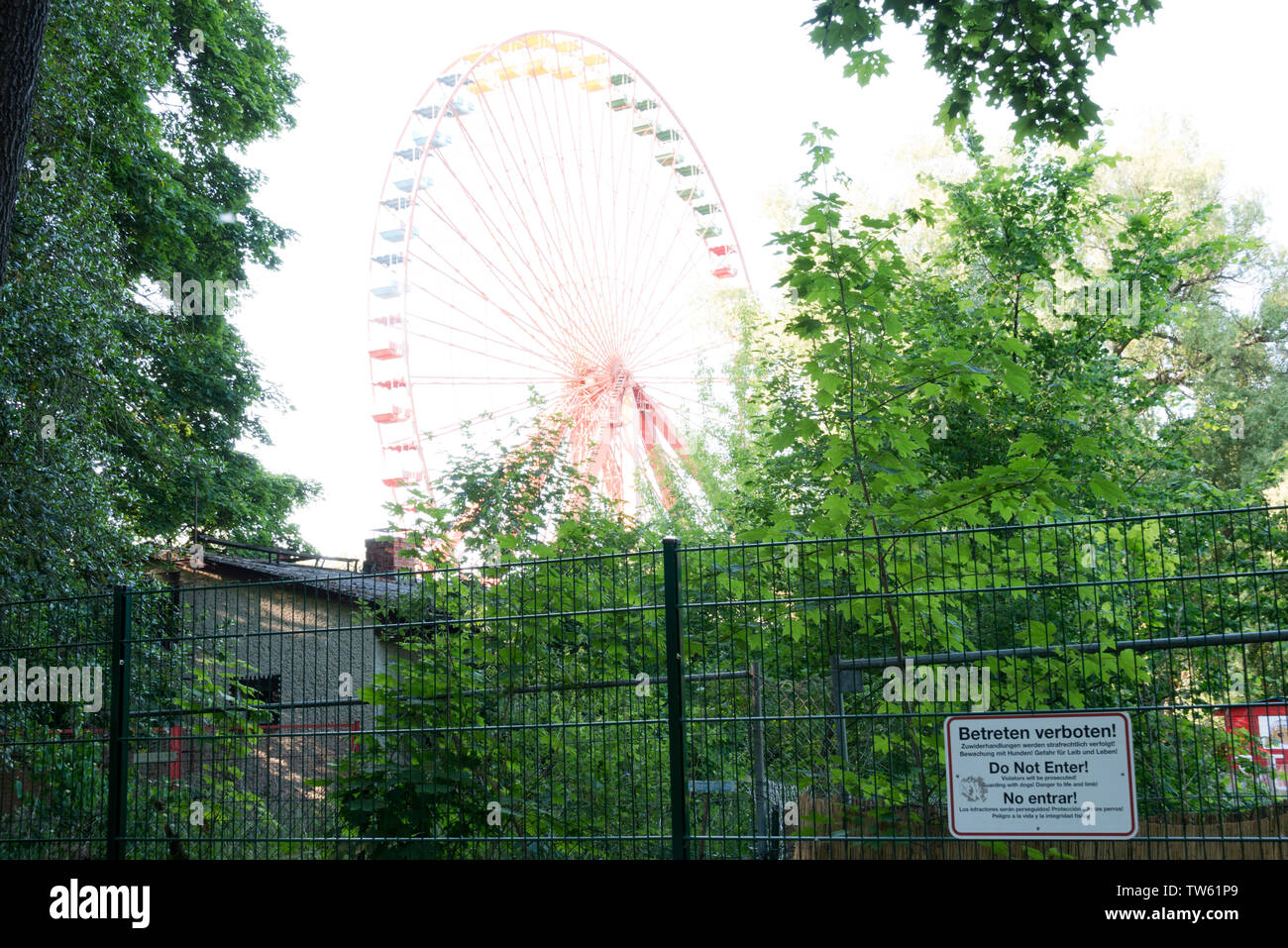 abandoned ferris wheel in spreepark, berlin, germany Stock Photo
