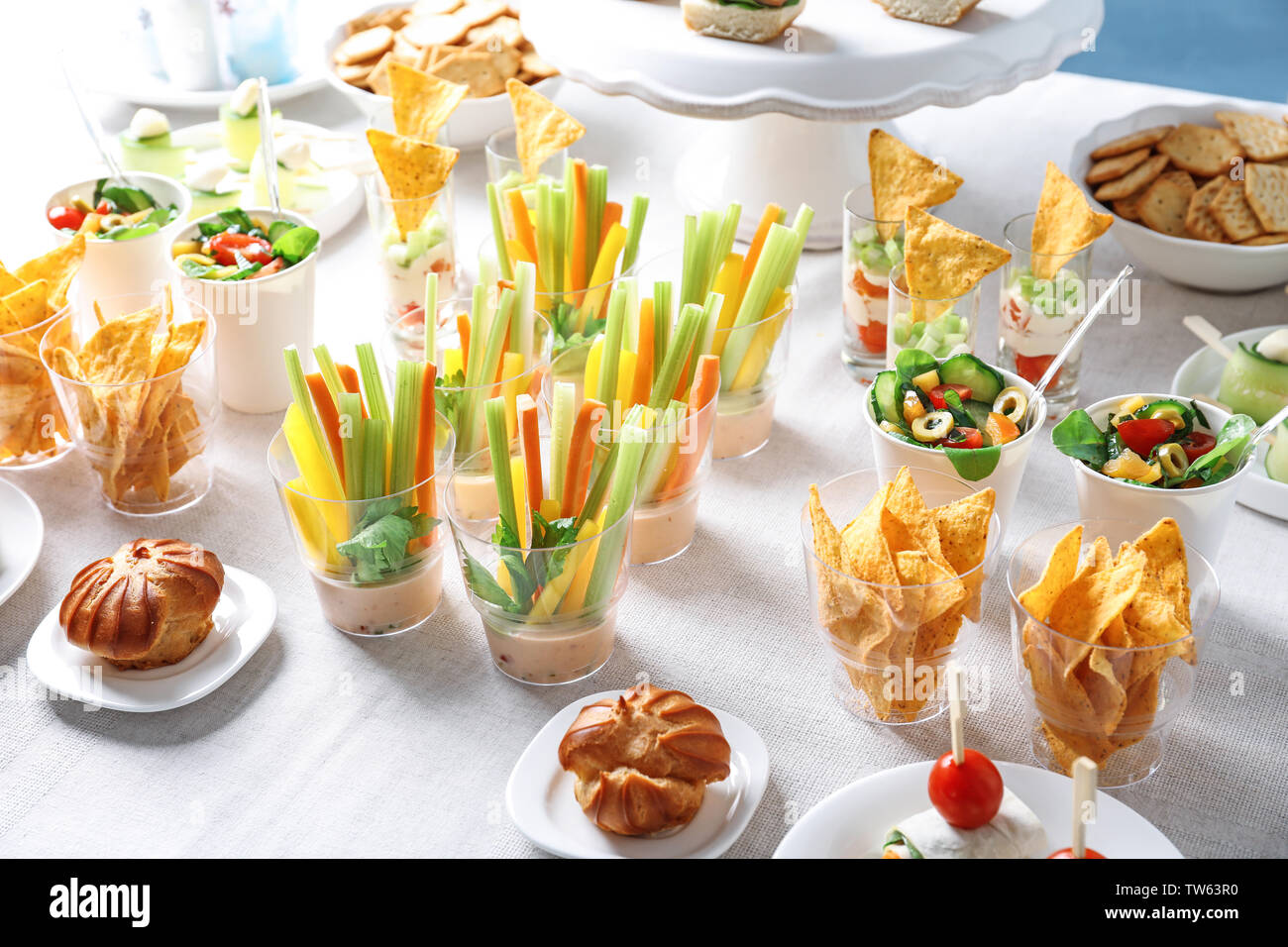 Tasty Food For Baby Shower Party On Table Stock Photo Alamy