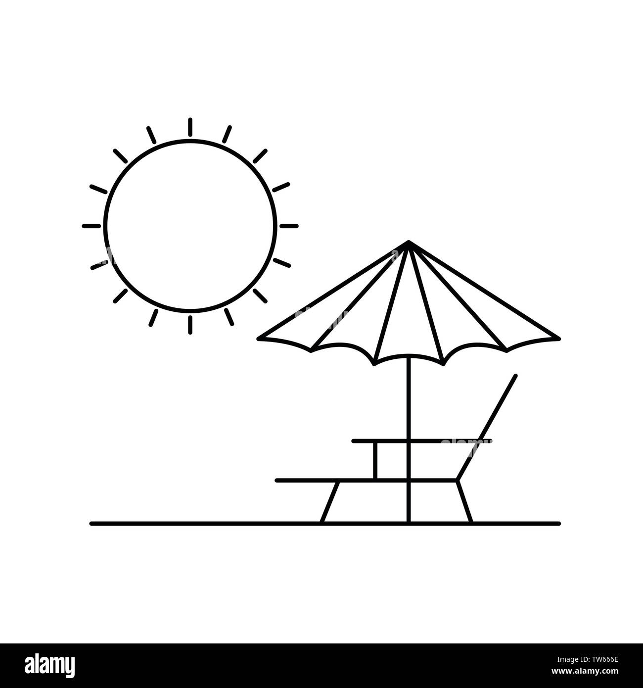 Silhouette Of Umbrella Striped With Beach Chair Stock Vector Image Art Alamy