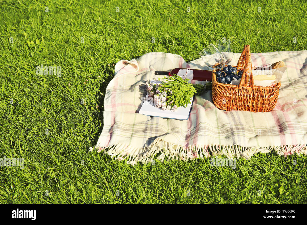 picnic basket and blanket