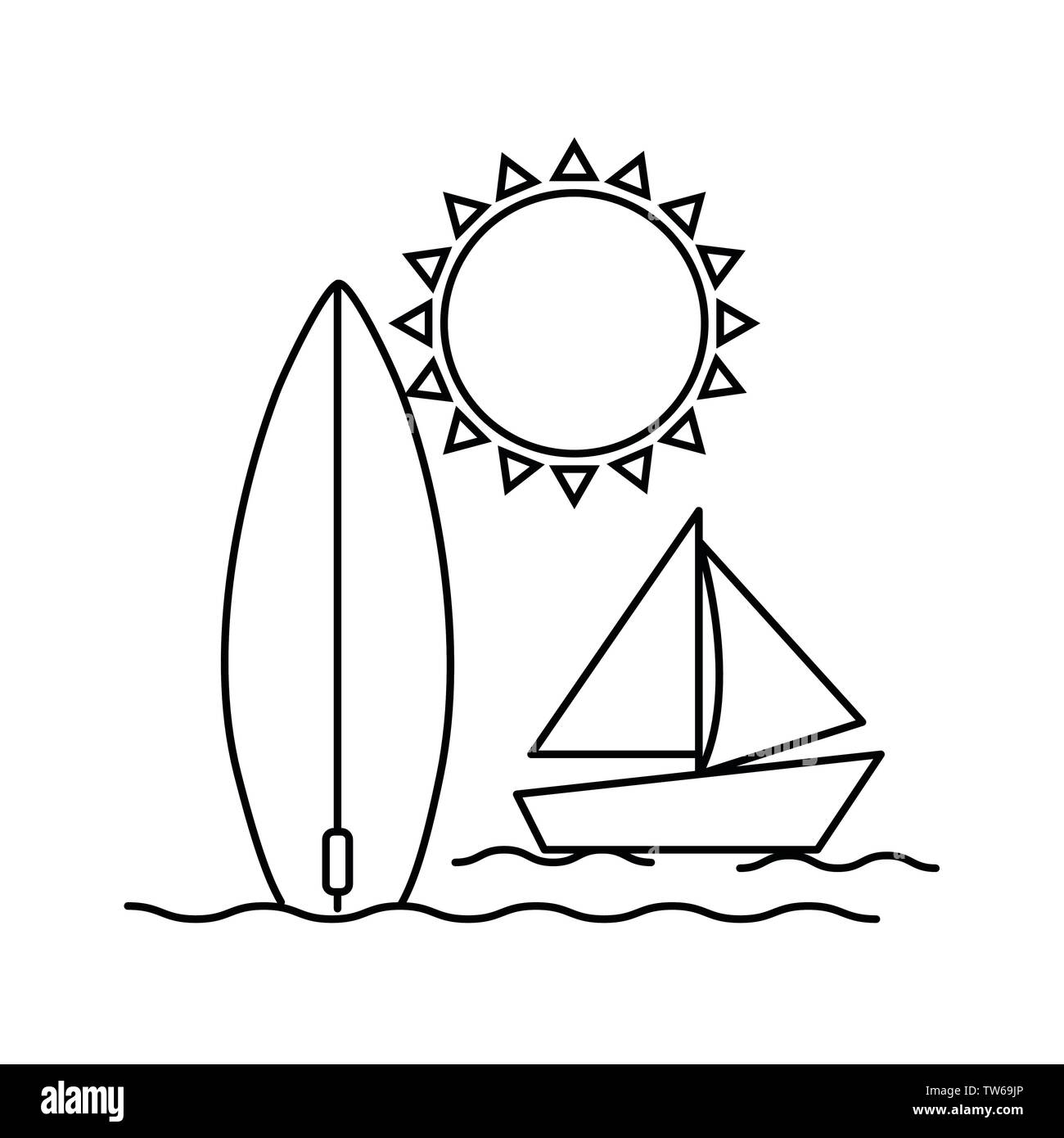 silhouette of surfboard on white background Stock Vector Image & Art