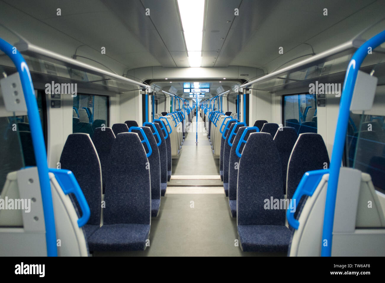 Empty train carriage. Train was travelling from London Kings Cross to