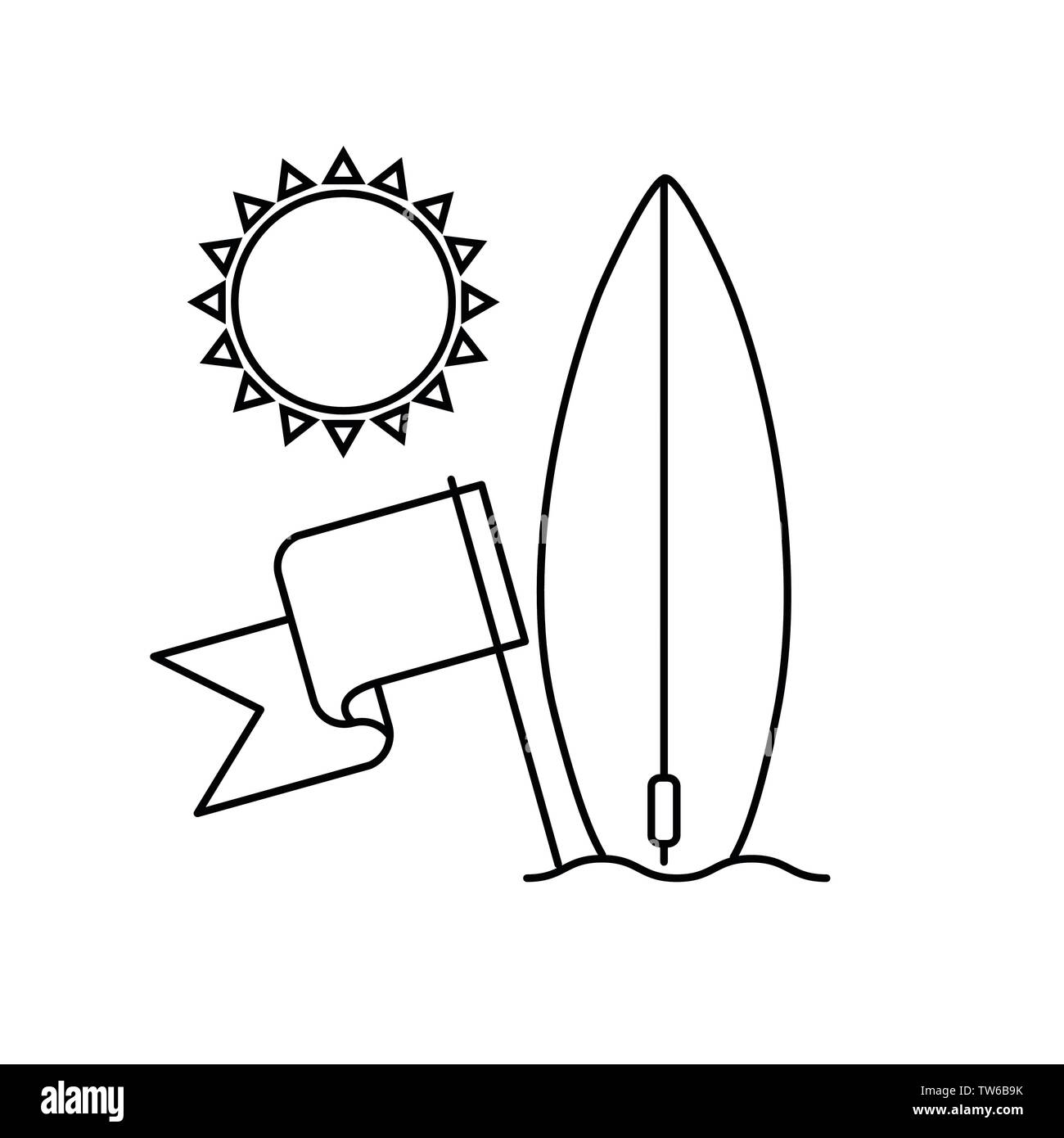 silhouette of surfboard on white background Stock Vector Image & Art ...