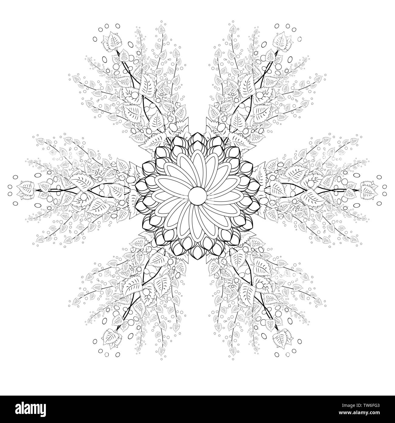 Download Outline Vector Drawing Of Flowers For Adult Coloring Books Page Of Floral Pattern In Black And White Stock Vector Image Art Alamy