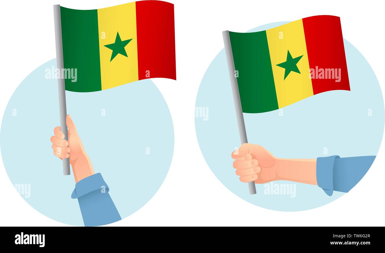 Senegal Flag In Hand Patriotic Background National Flag Of Senegal Vector Illustration Stock 