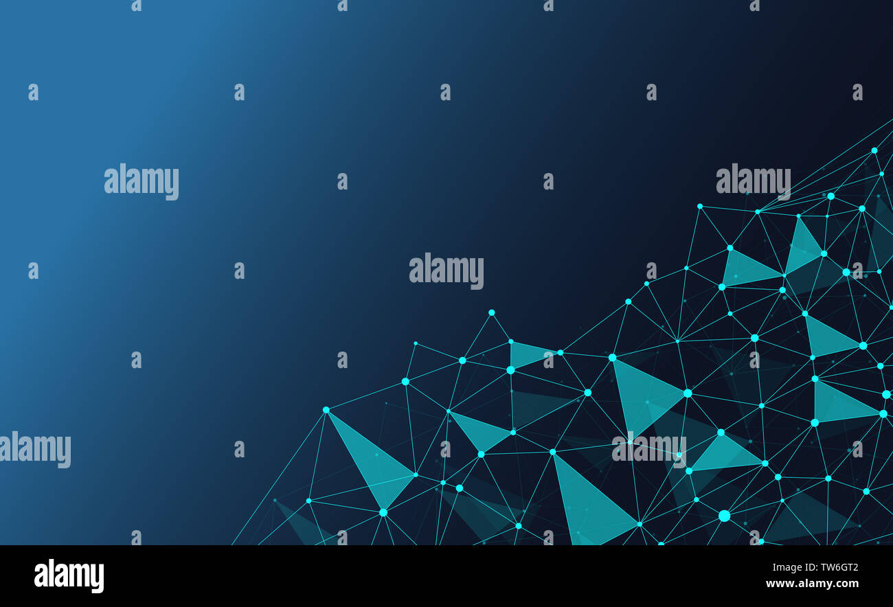 Interconnected dot wire material with a sense of technology. Big data concept background. Stock Photo