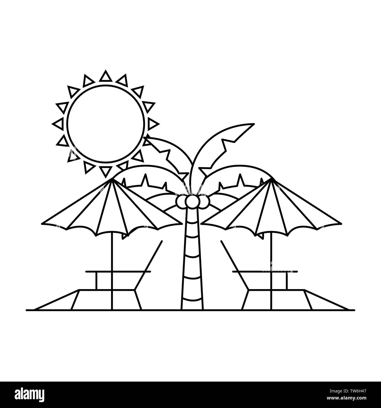 silhouette of beach umbrella for summer striped icon Stock Vector Image ...