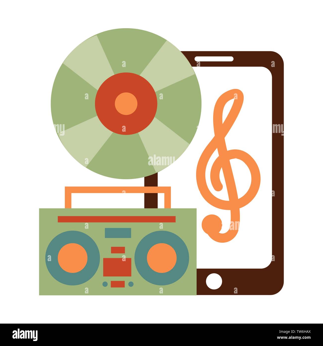 smartphone vinyl boombox stereo festival music Stock Vector Image & Art