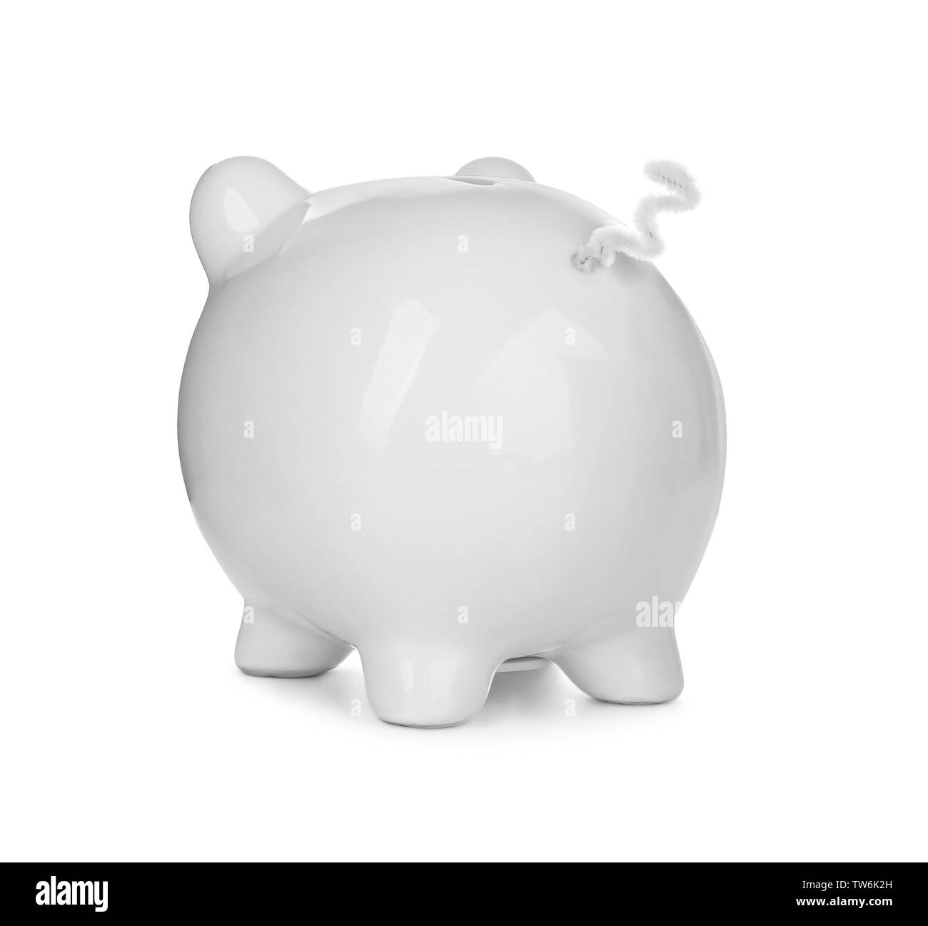 Cute piggy bank on white background Stock Photo