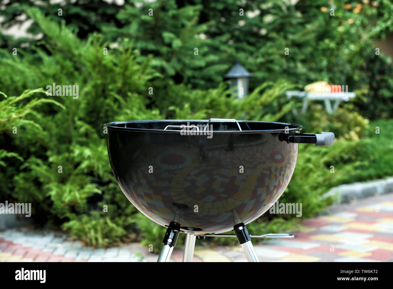 Barbecue grill on backyard Stock Photo - Alamy
