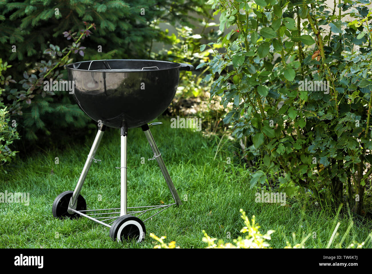 Barbecue grill on backyard Stock Photo - Alamy