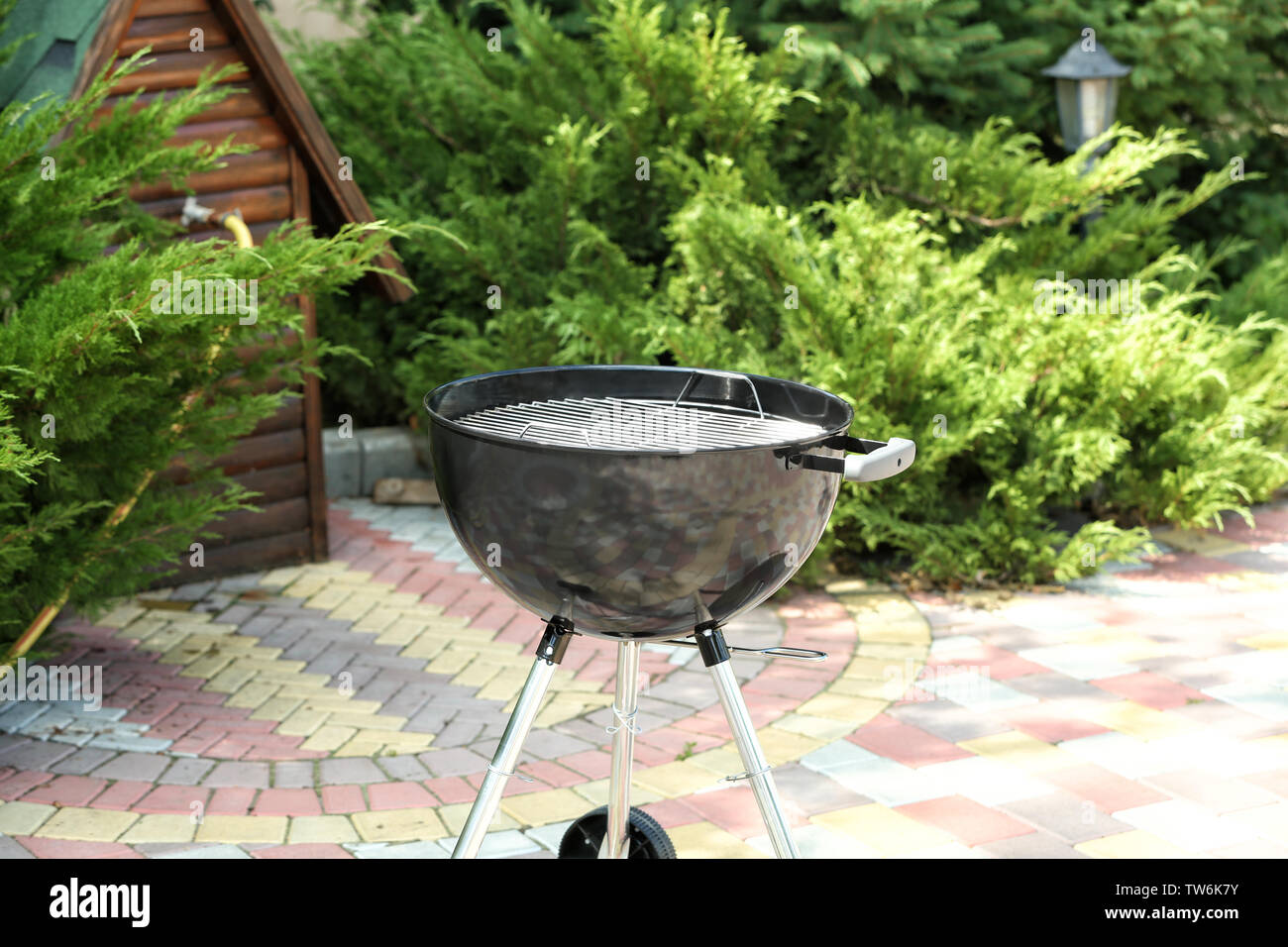 Barbecue grill on backyard Stock Photo - Alamy