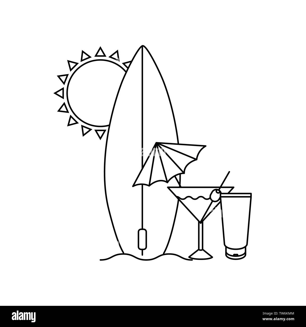 silhouette of surfboard on white background Stock Vector Image & Art ...