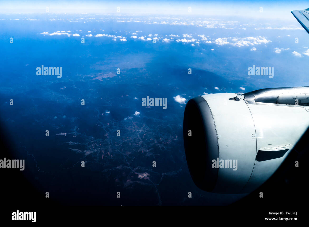 Airshot of flight jinggangshan plane in Shenzhen Stock Photo
