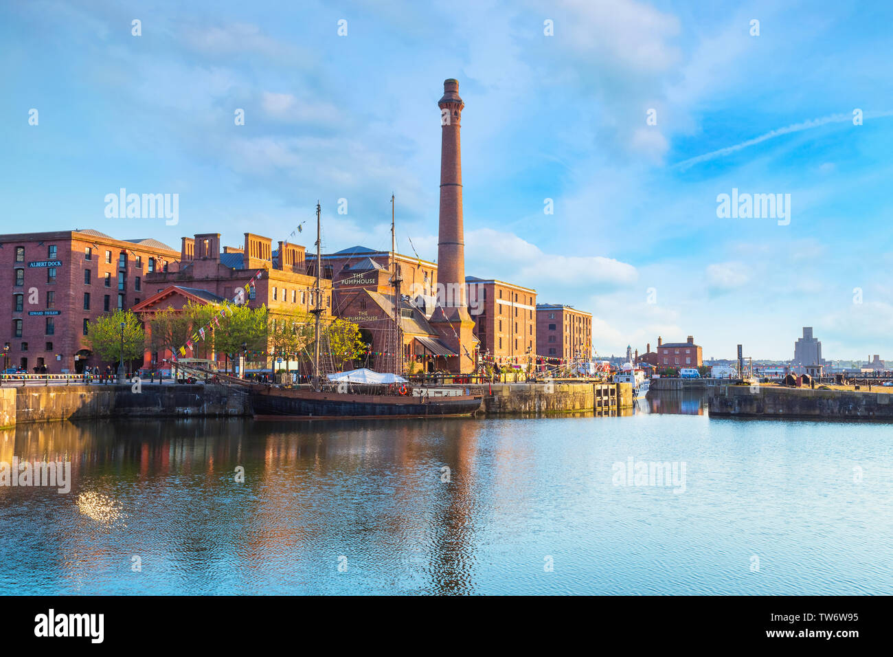 Liverpool, UK - May 17 2018: Royal Albert Dock is a complex of dock buildings and warehouses opened in 1846, today it's a major tourist attraction in Stock Photo