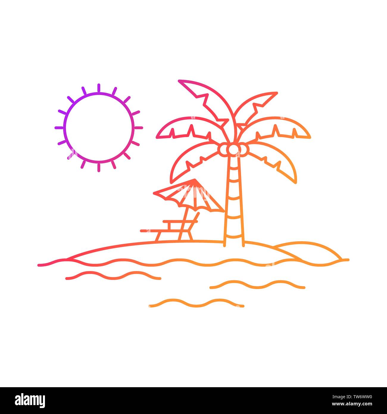 silhouette of umbrella striped with beach chair Stock Vector