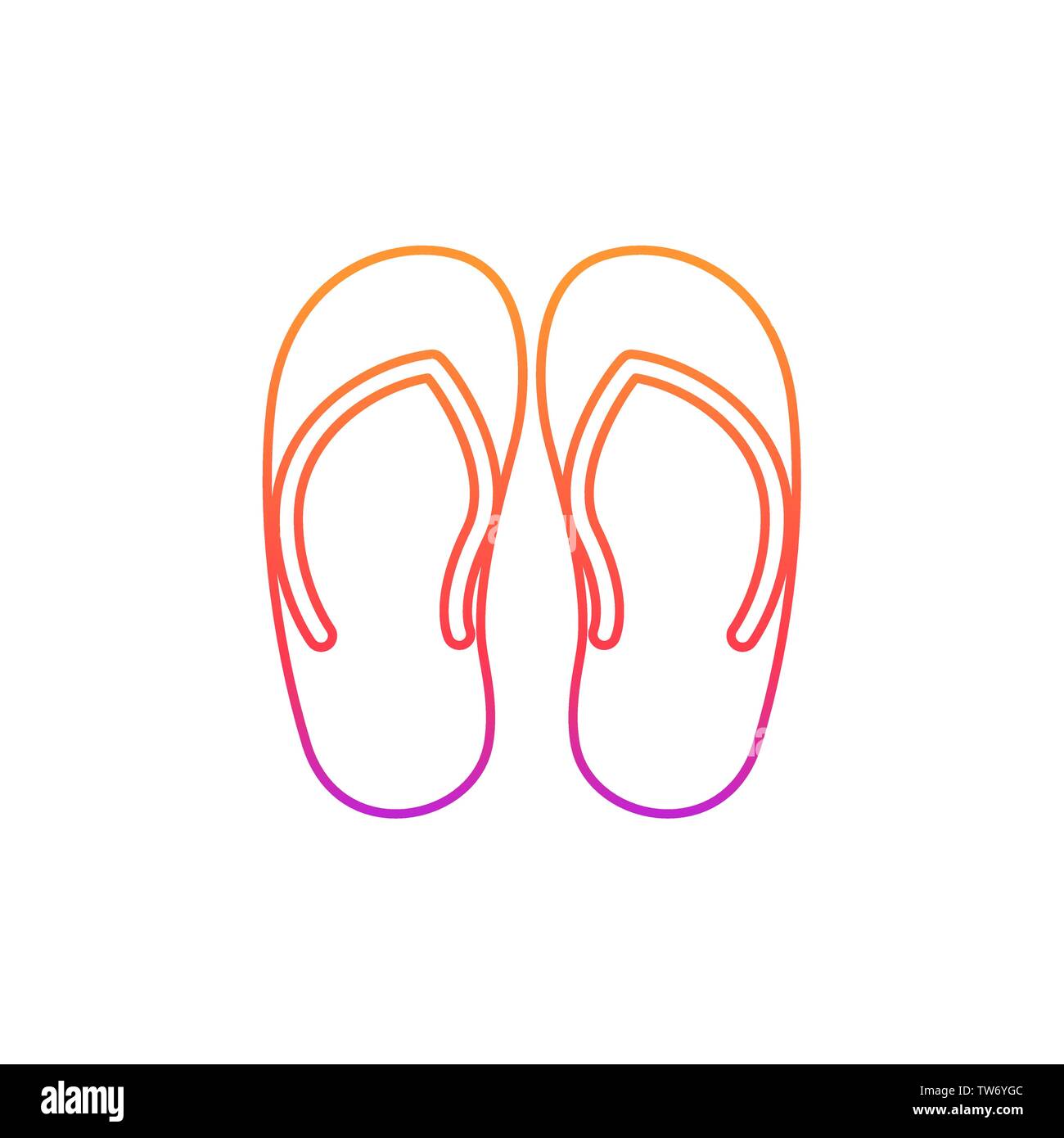 silhouette of striped beach sandals on white background Stock Vector ...