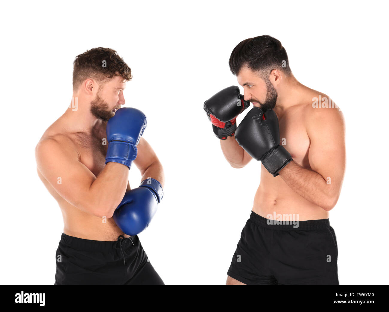 Male boxers fighting on white background Stock Photo Alamy