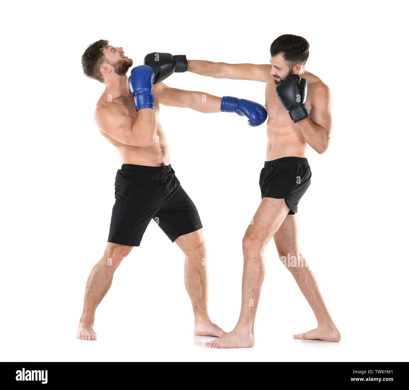 Male boxers fighting on white background Stock Photo Alamy