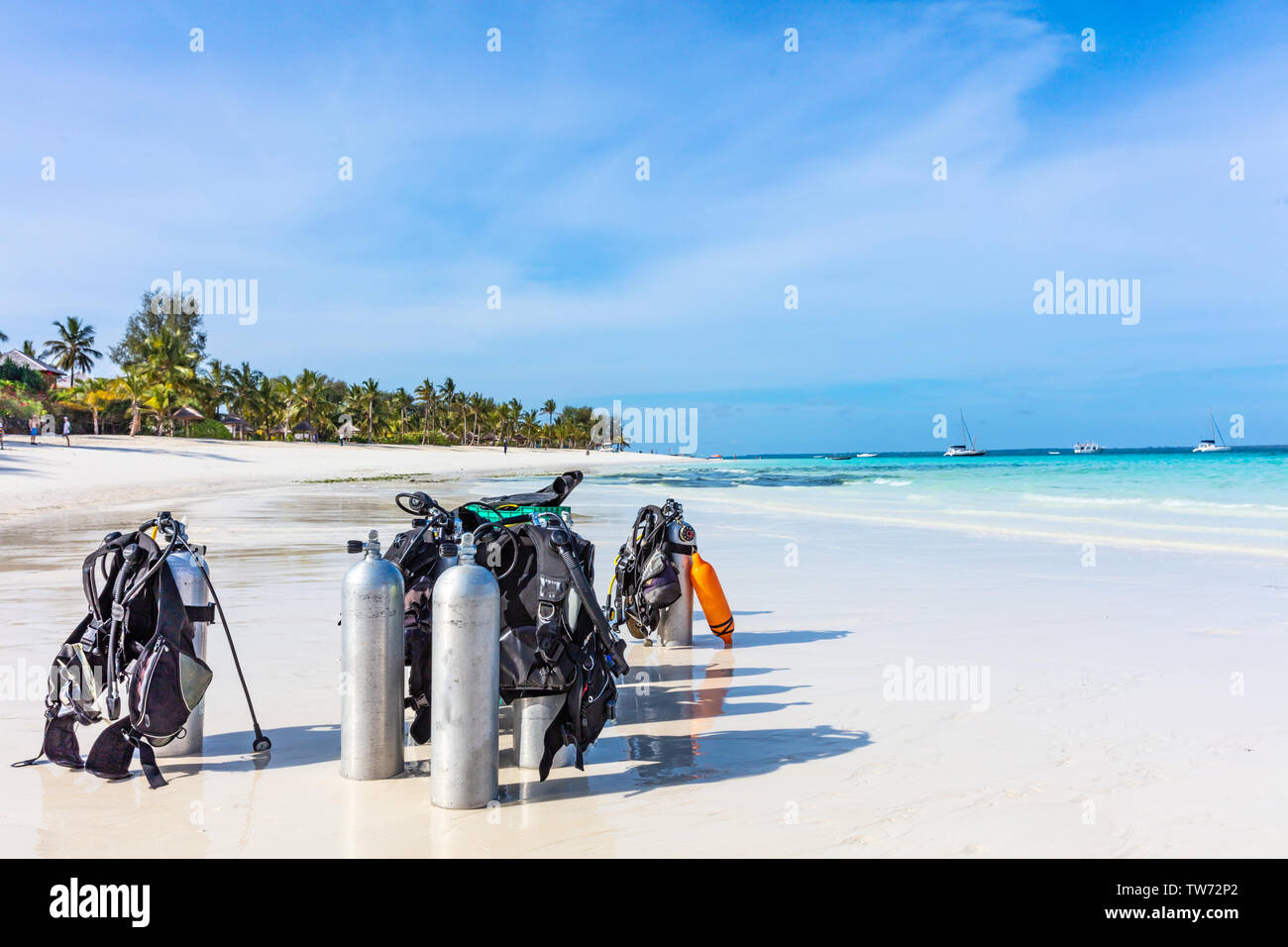 Scuba Diving gear equipment on Kendwa beach in Unguja aka Zanzibar Island  Tanzania East Africa Stock Photo - Alamy