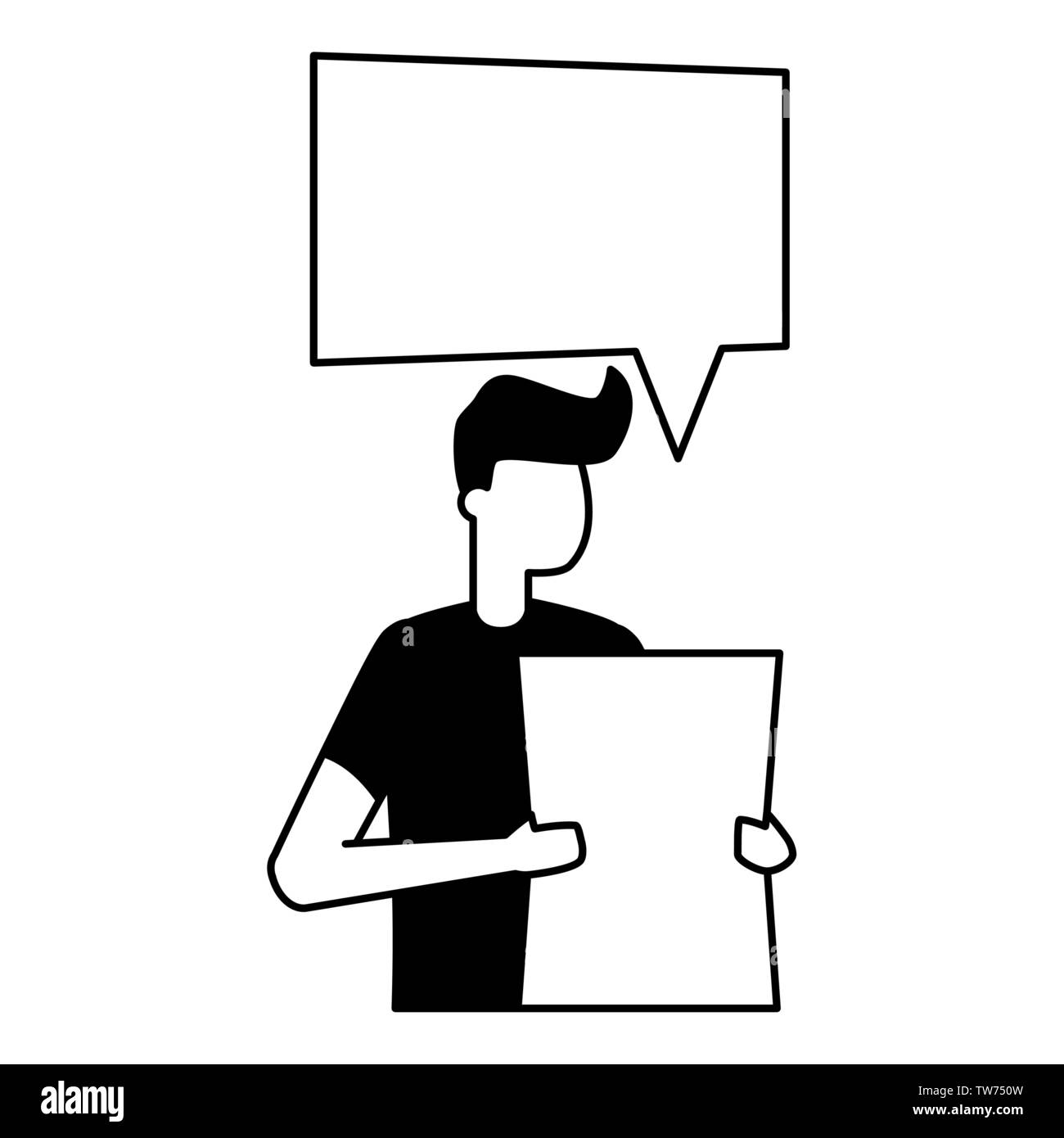 young man holding paper talk bubble Stock Vector Image & Art Alamy