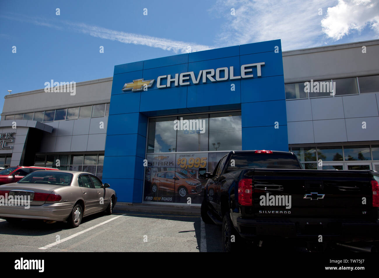 Dartmouth, Nova Scotia, Canada- June 15, 2019: Chevrolet Buick GMC business entrance by the Steele group of companies Stock Photo