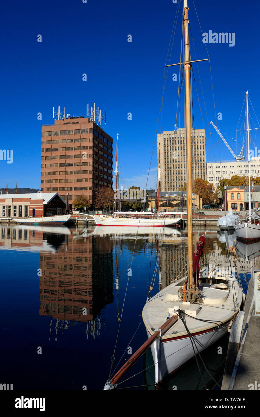 Vintage sailing vessels tied up at Constitution Dock in Hobart