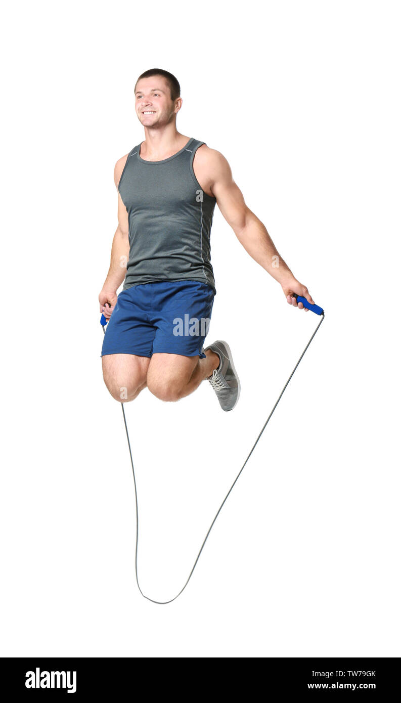 Man Using Jump Rope Model Man rope jumping Cut Out Stock Images & Pictures - Alamy