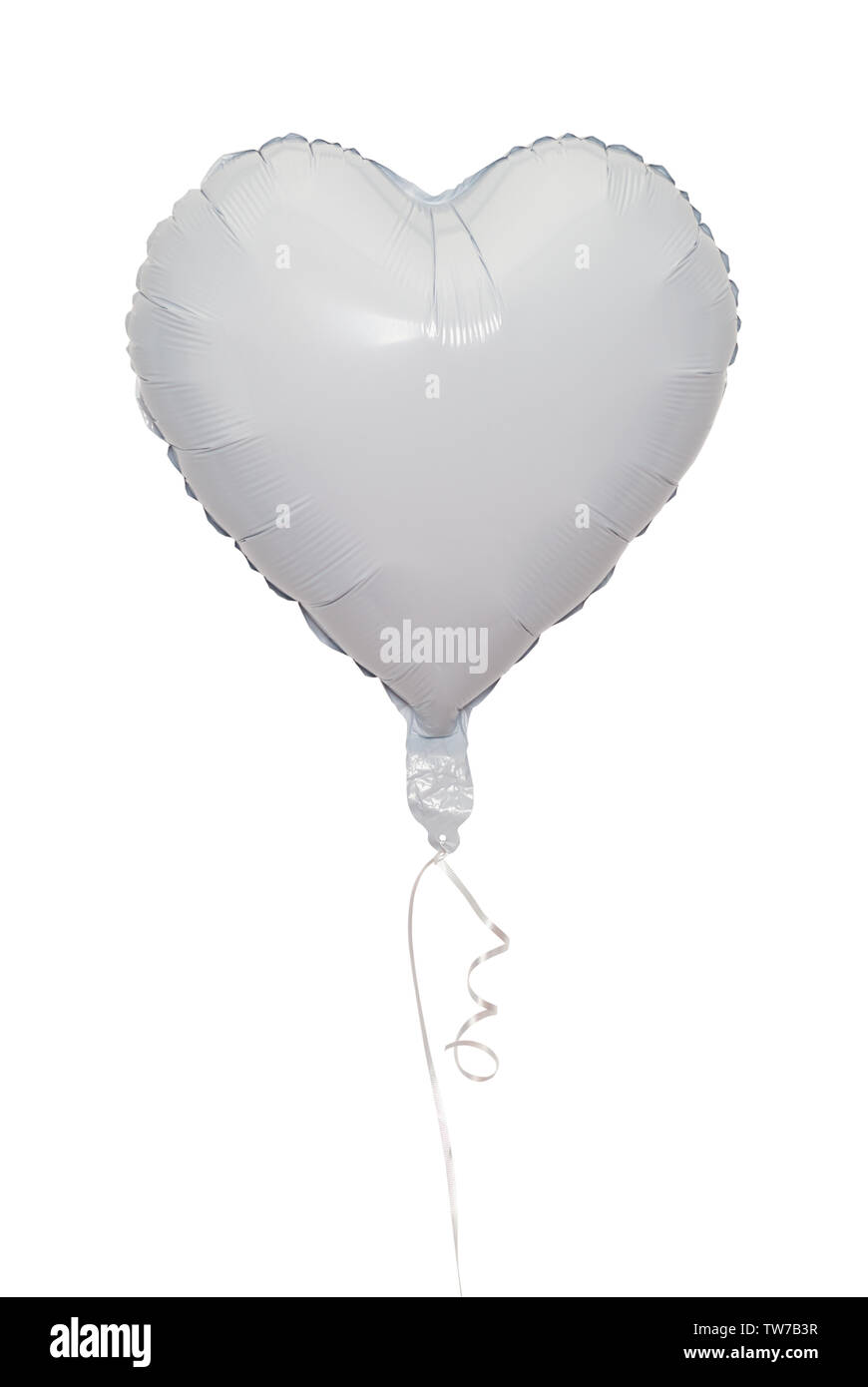 White Helium Heart Balloon Isolated on White Background Stock Photo - Alamy