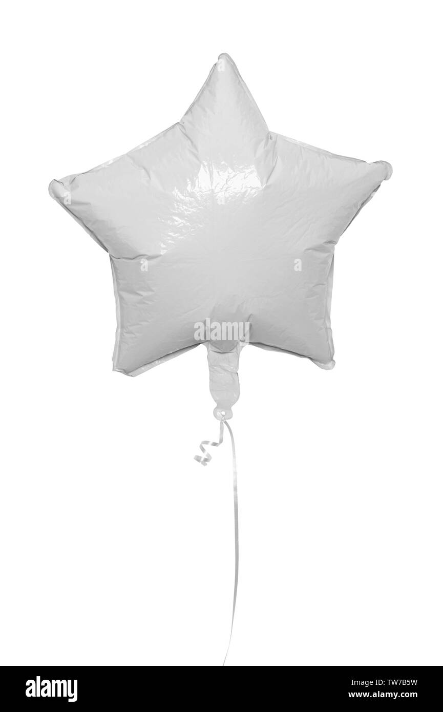 White Star Helium Balloon Isolated on White Background. Stock Photo
